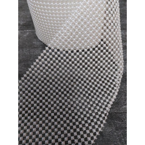 Полотно полубусины 4мм (24шт) 12см (белый), цена за 0,5 м